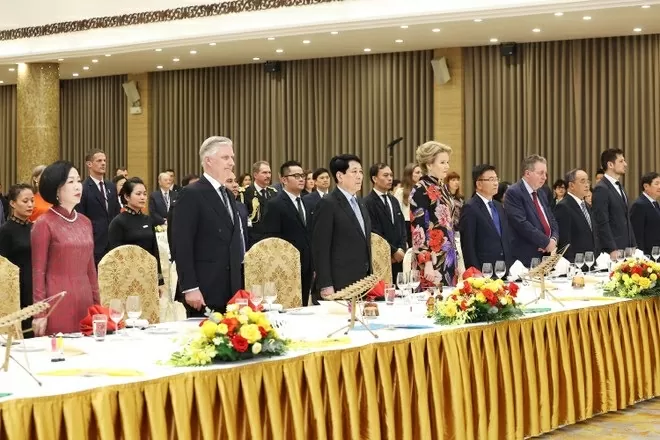 President Luong Cuong and Spouse hosted a grand state banquet in honour of Belgian King Philippe and Queen Mathilde