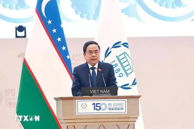 Chủ tịch Quốc hội Trần Thanh Mẫn phát biểu tại Phiên toàn thể cấp cao Đại hội đồng IPU-150. (Nguồn: TTXVN) Chủ tịch Quốc hội Trần Thanh Mẫn phát biểu tại Phiên toàn thể cấp cao Đại hội đồng IPU-150. (Nguồn: TTXVN)