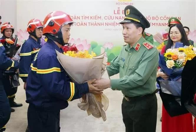 Police delegation returns from earthquake relief mission in Myanmar