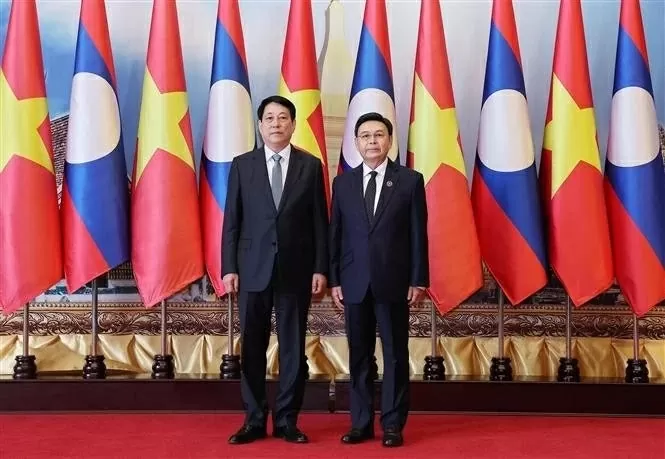 President Luong Cuong meets with top Lao legislator Saysomphone Phomvihane in Vientiane President Luong Cuong meets with top Lao legislator Saysomphone Phomvihane in Vientiane