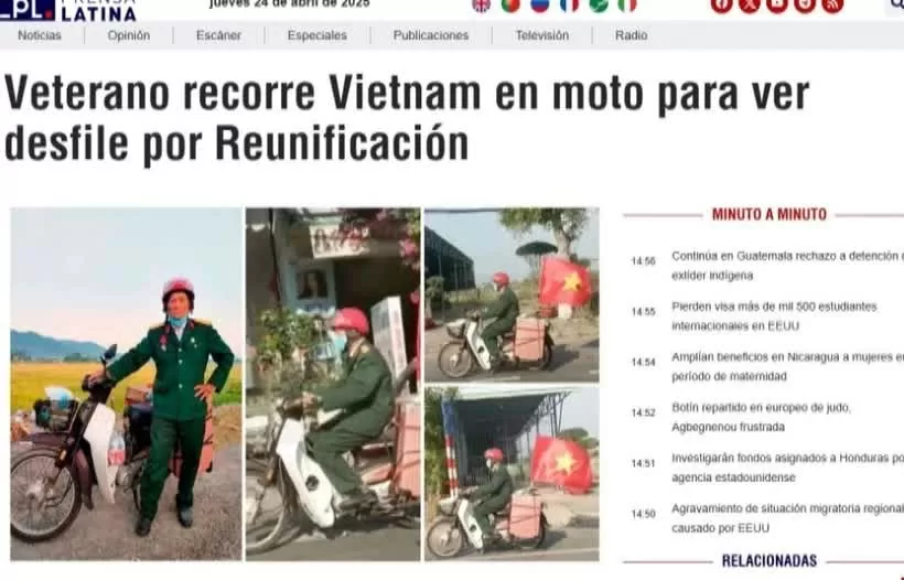 Prensa Latina article reports on Tran Van Thanh's journey. (Photo: VNA) Prensa Latina article reports on Tran Van Thanh's journey. (Photo: VNA)