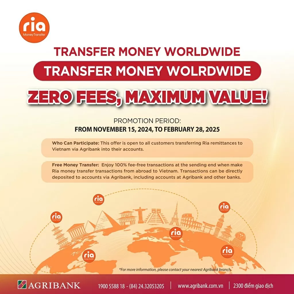 Transfer money worldwide – zero fees, maximum value with Agribank