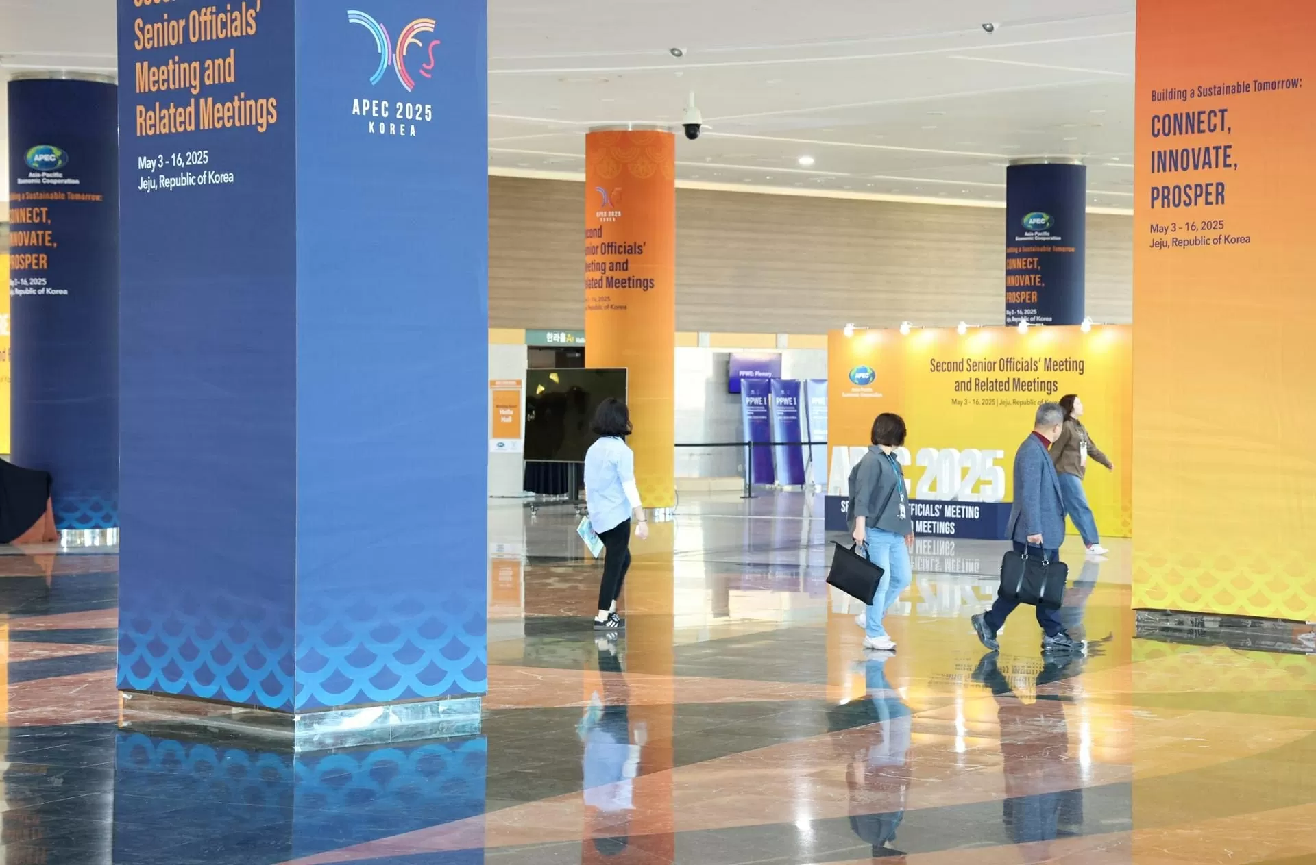  view of the Jeju International Convention Center in Seogwipo, Jeju, a day before it hosts the second round of the high-level preparatory meeting for the upcoming Asia-Pacific Economic Cooperation summit. The meeting began Saturday for a 14-day run. Yonhap