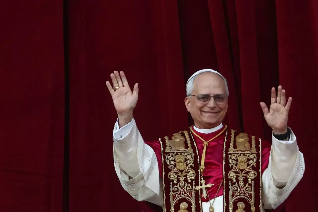 Newly elected Pope Leo waves from the balcony at Saint Peter's Basilica on May 8, 2025. (Photo: Getty Images)