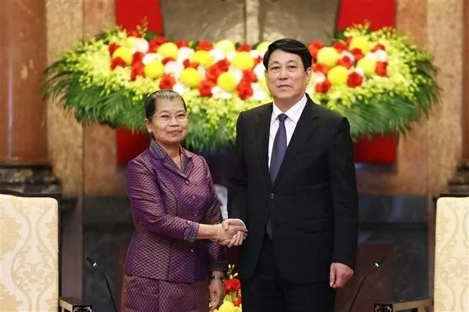 President Luong Cuong hosts Cambodian People's Party Vice President Men Sam An