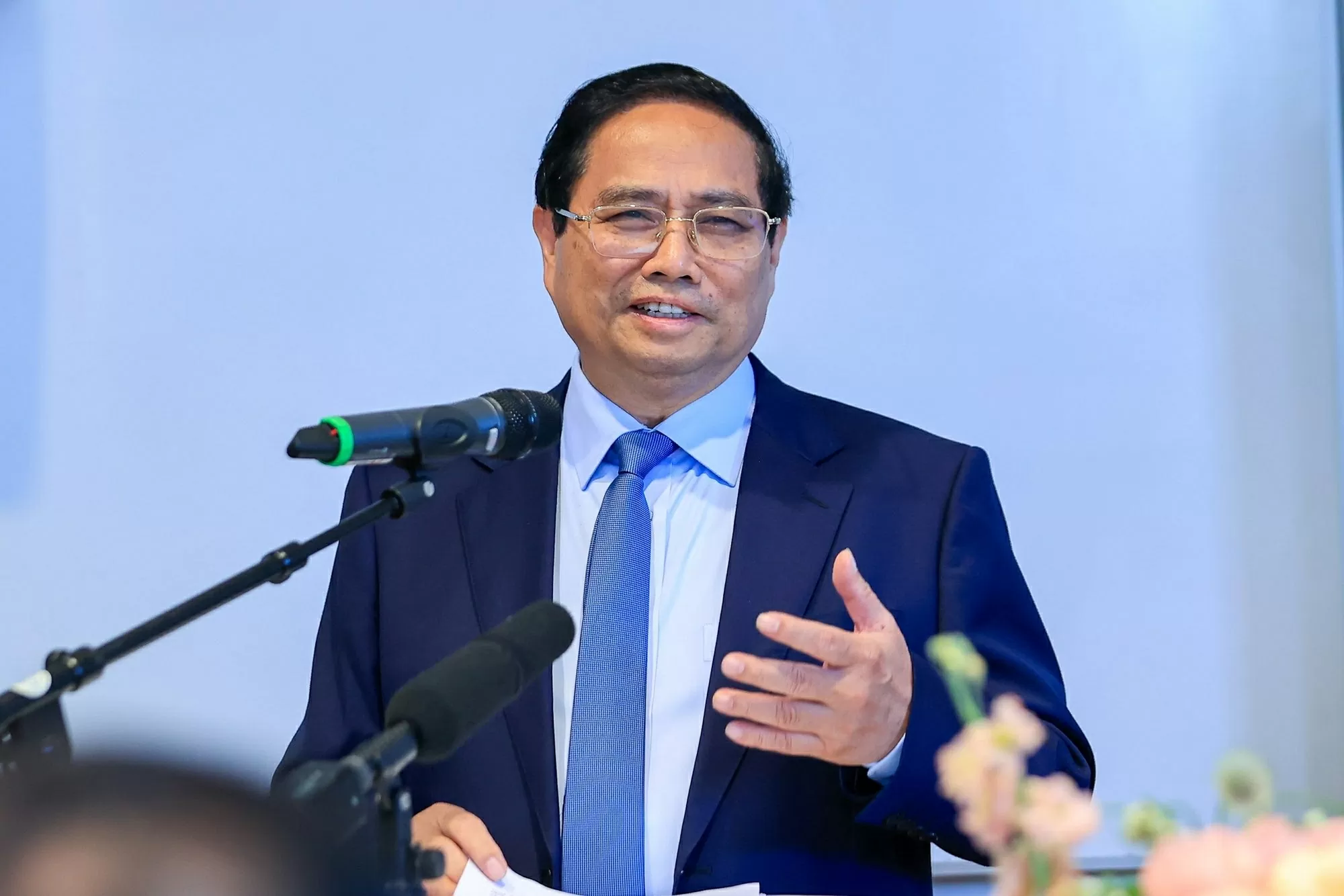 Thủ tướng Phạm Minh chính Phát biểu chính sách tại Đại học Kinh tế Stockholm, Thuỵ Điển, ngày 12/6/2025. (Ảnh: Nhật Bắc)