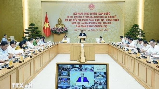 Prime Minister Pham Minh Chinh chairs national teleconference on fight against counterfeit goods