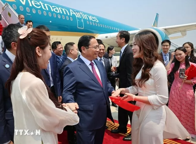 Prime Minister Pham Minh Chinh arrives in Tianjin for WEF meeting, working visit to China