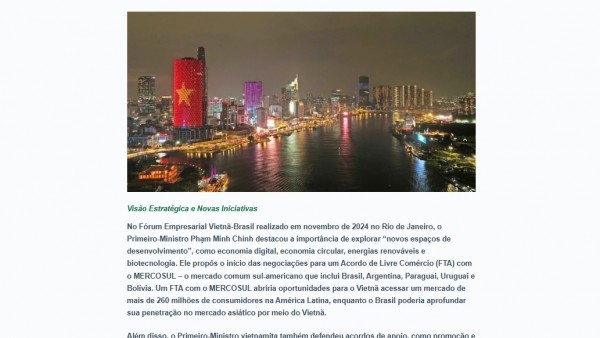 Brazilian newspaper highlights strategic partnership with Vietnam