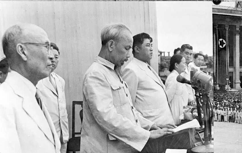 President Ho Chi Minh and Prime Minister Kim Il Sung attend a meeting welcoming the visit by high-level Vietnamese Party and State delegation, led by President Ho Chi Minh. (Photo: VNA)