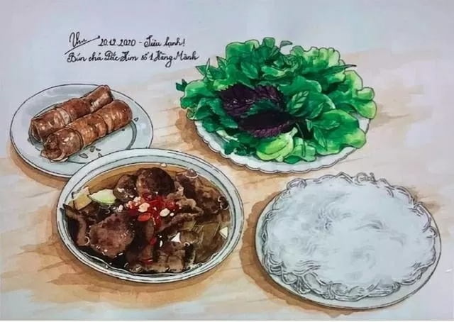 A painting by Thu Hang in the sketchbook project “Flavours of the Hanoi”.