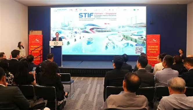A view of the Vietnam – Singapore Sustainable Trade and Innovation Forum (STIF Vietnam - Singapore) at the Singapore Manufacturing Federation (SMF) headquarters on August 1, 2025. (Photo: VNA)