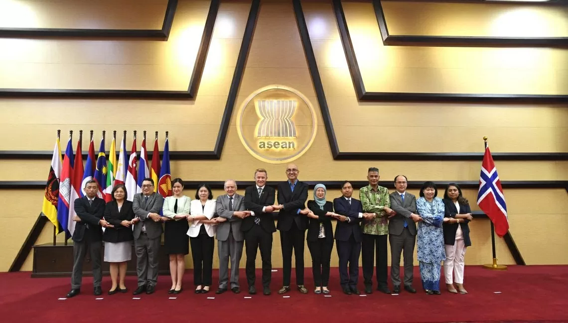 Hội nghị lần thứ 9 Ủy ban Hợp tác theo lĩnh vực ASEAN – Na Uy được tổ chức tại Trụ sở Ban Thư ký ASEAN tháng 4/2024. (Nguồn: asean.org) Hội nghị lần thứ 9 Ủy ban Hợp tác theo lĩnh vực ASEAN – Na Uy được tổ chức tại Trụ sở Ban Thư ký ASEAN tháng 4/2024. (Nguồn: asean.org)