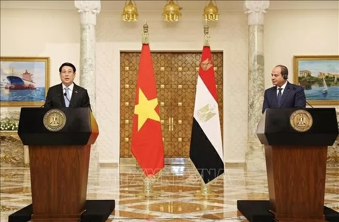 President Luong Cuong and Egyptian President Abdel Fattah El‑Sisi hold talks to elevate ties to Comprehensive Partnership
