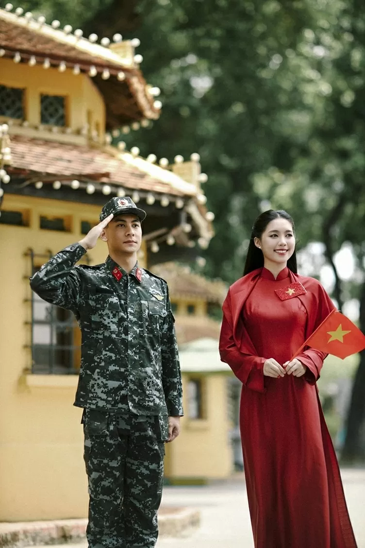 Top 3 Miss Vietnam 2024 join Ao Dai Project, showcasing enduring military - civilian solidarity