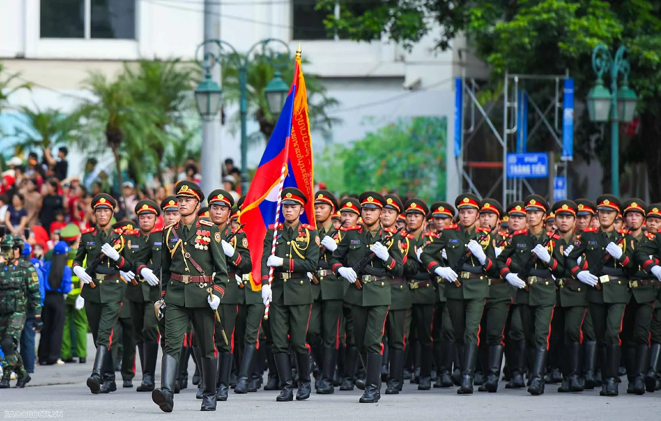 Observing Chinese, Russian, Laotian, and Cambodian soldiers at National Day parade rehearsal