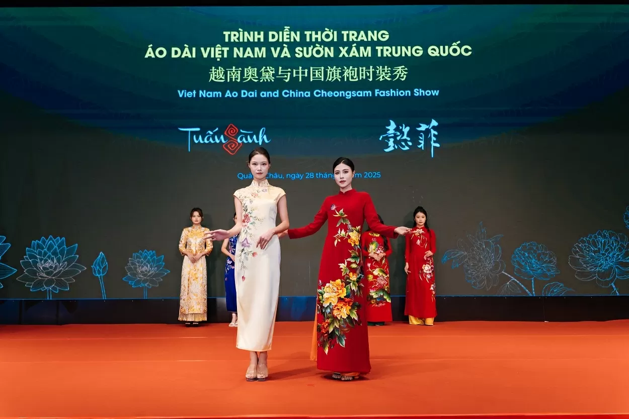 Vietnamese Ao Dai meets Chinese Qipao in Guangzhou, China