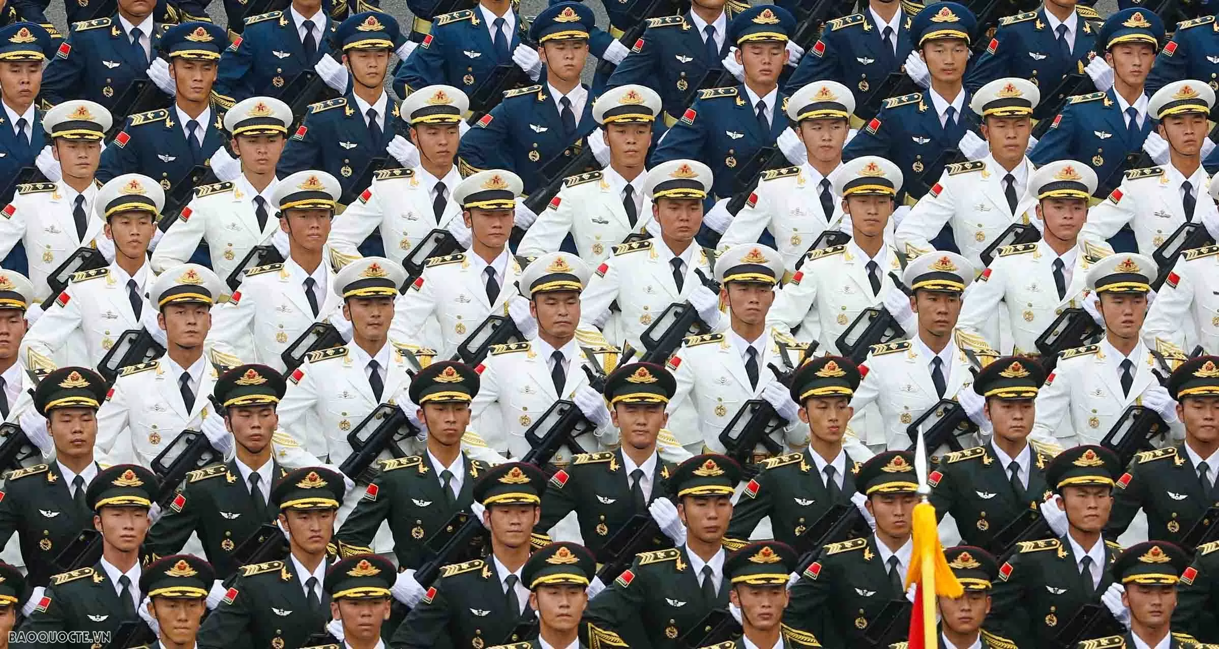 Observing Chinese, Russian, Laotian, and Cambodian soldiers at National Day parade rehearsal
