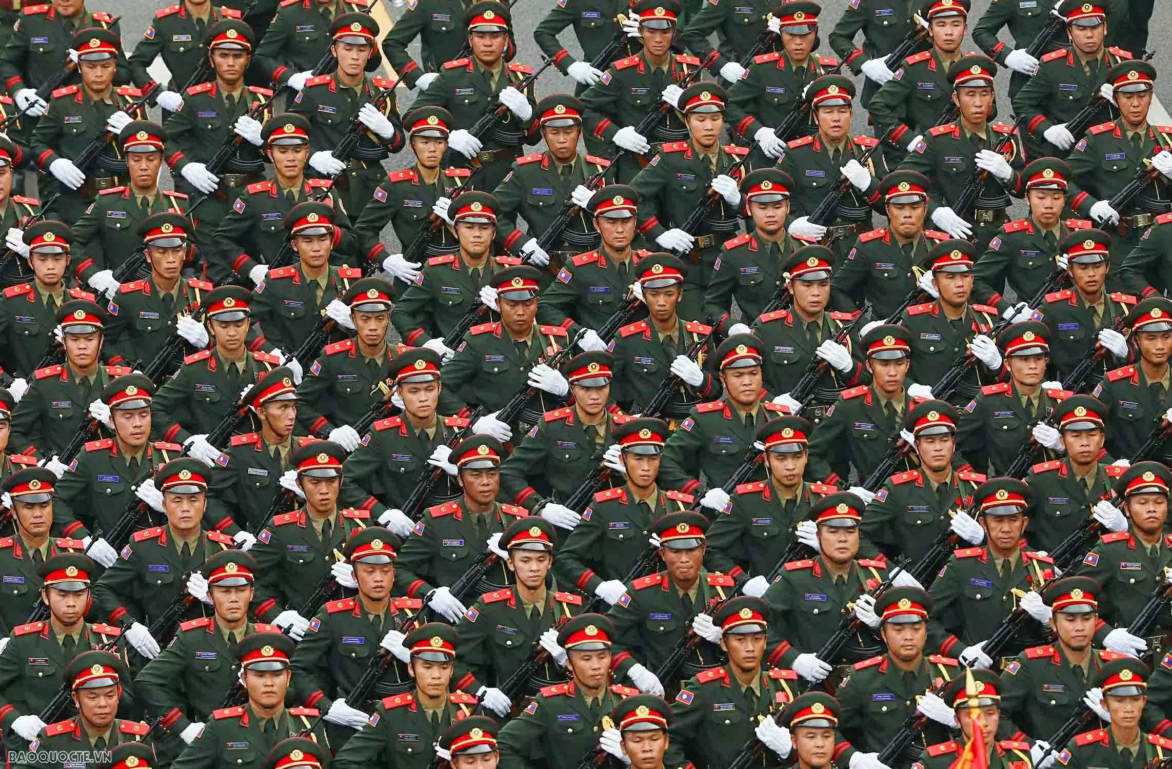 Observing Chinese, Russian, Laotian, and Cambodian soldiers at National Day parade rehearsal