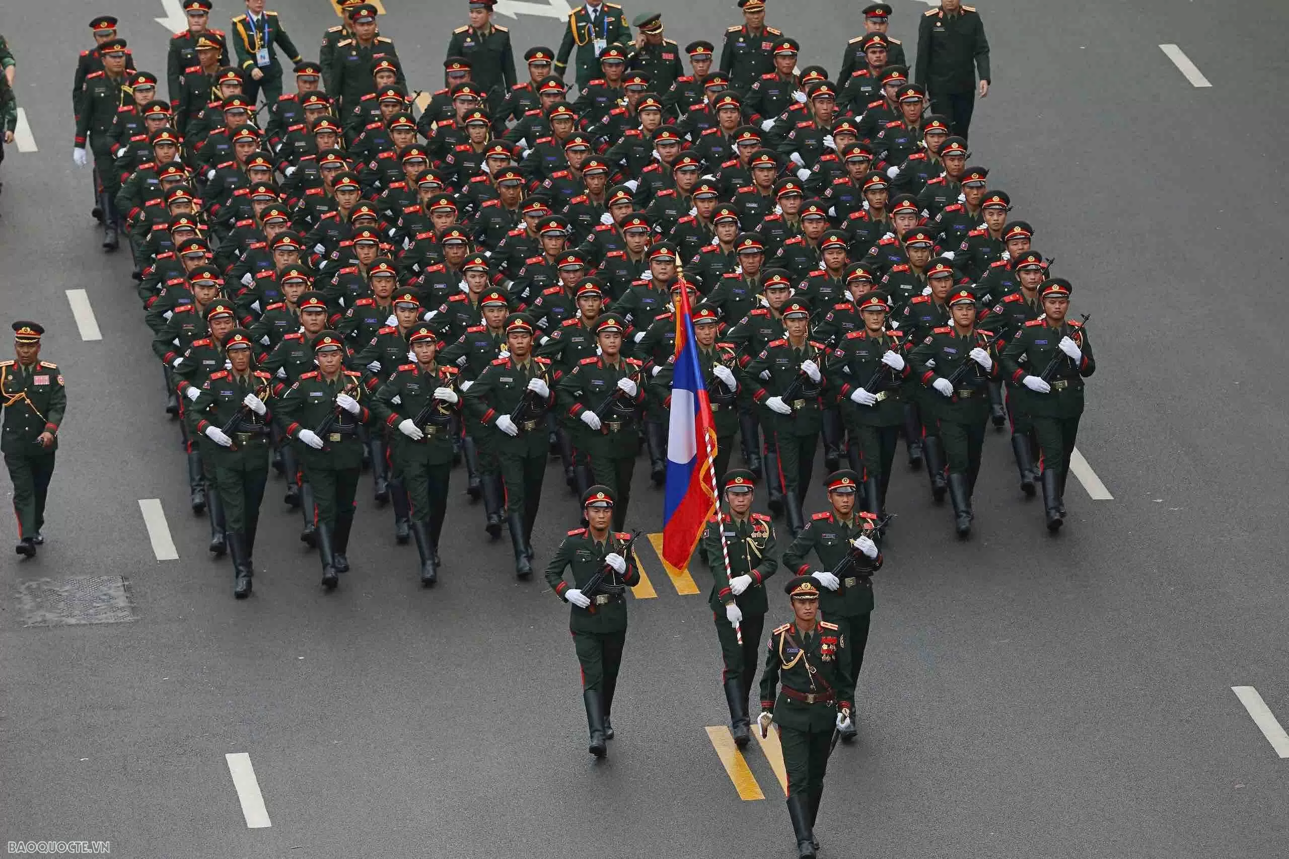Observing Chinese, Russian, Laotian, and Cambodian soldiers at National Day parade rehearsal