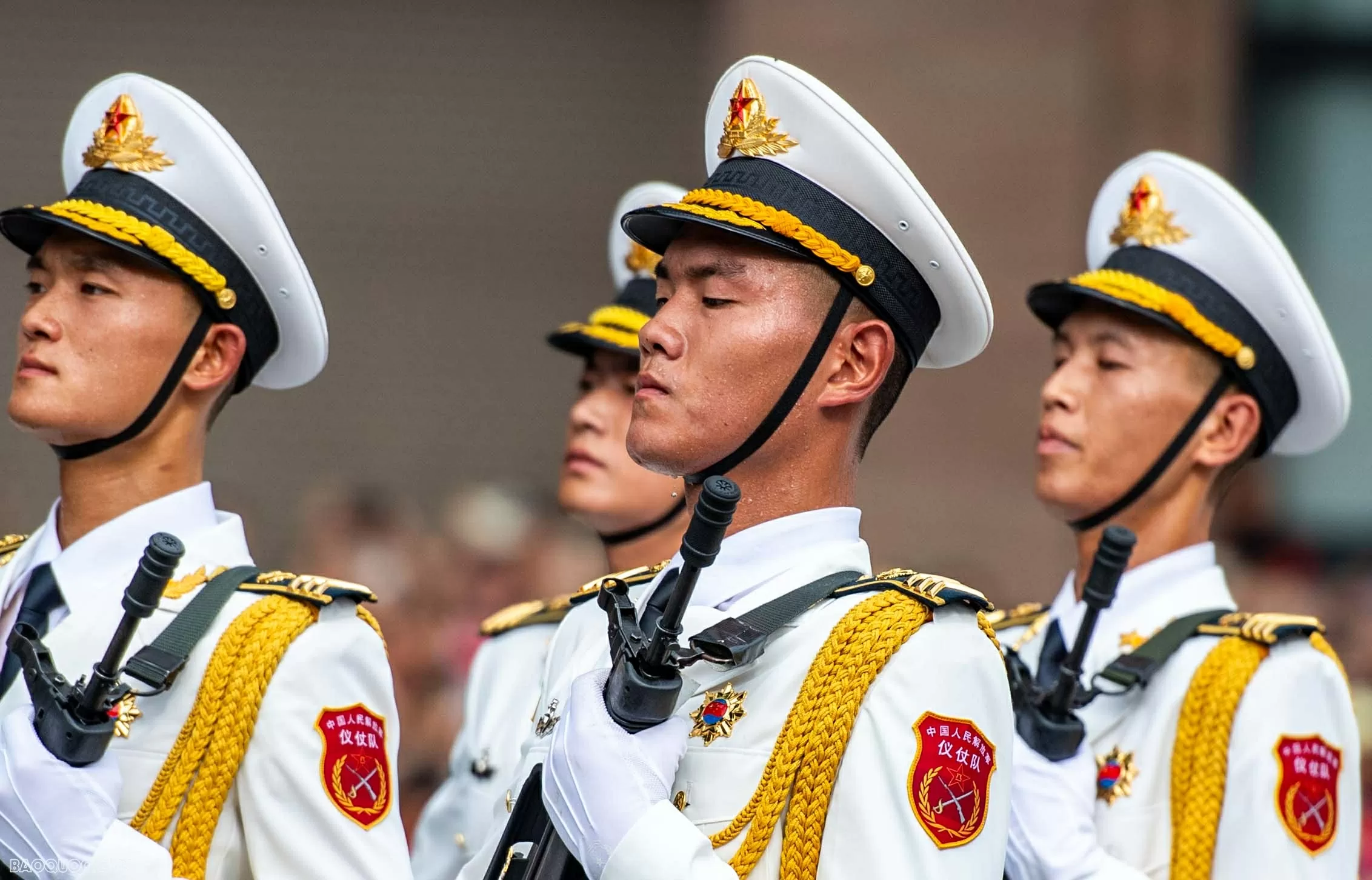 Observing Chinese, Russian, Laotian, and Cambodian soldiers at National Day parade rehearsal
