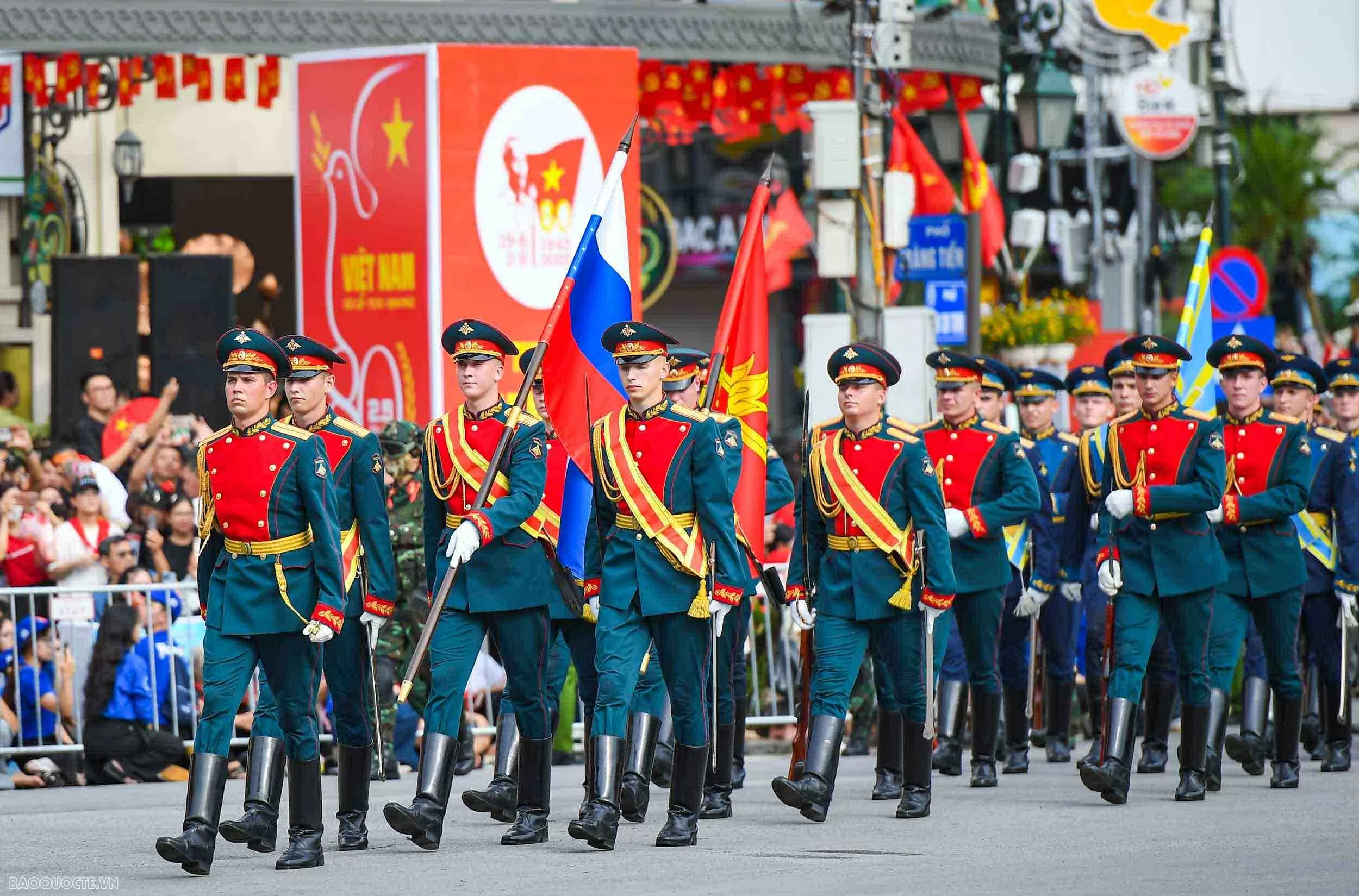 Observing Chinese, Russian, Laotian, and Cambodian soldiers at National Day parade rehearsal