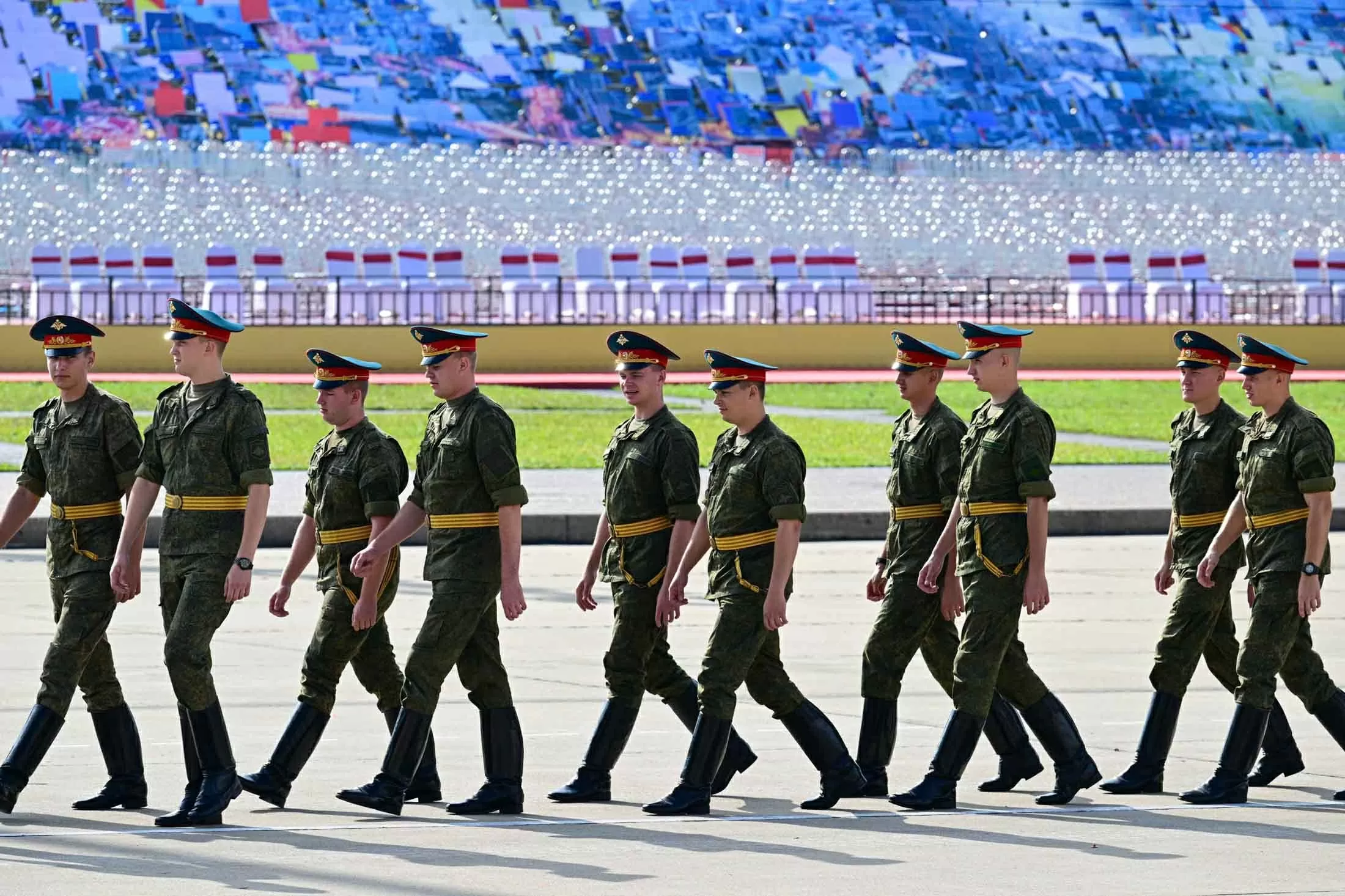 Russian, Lao, and Cambodian military personnel pay respects at President Ho Chi Minh Mausoleum