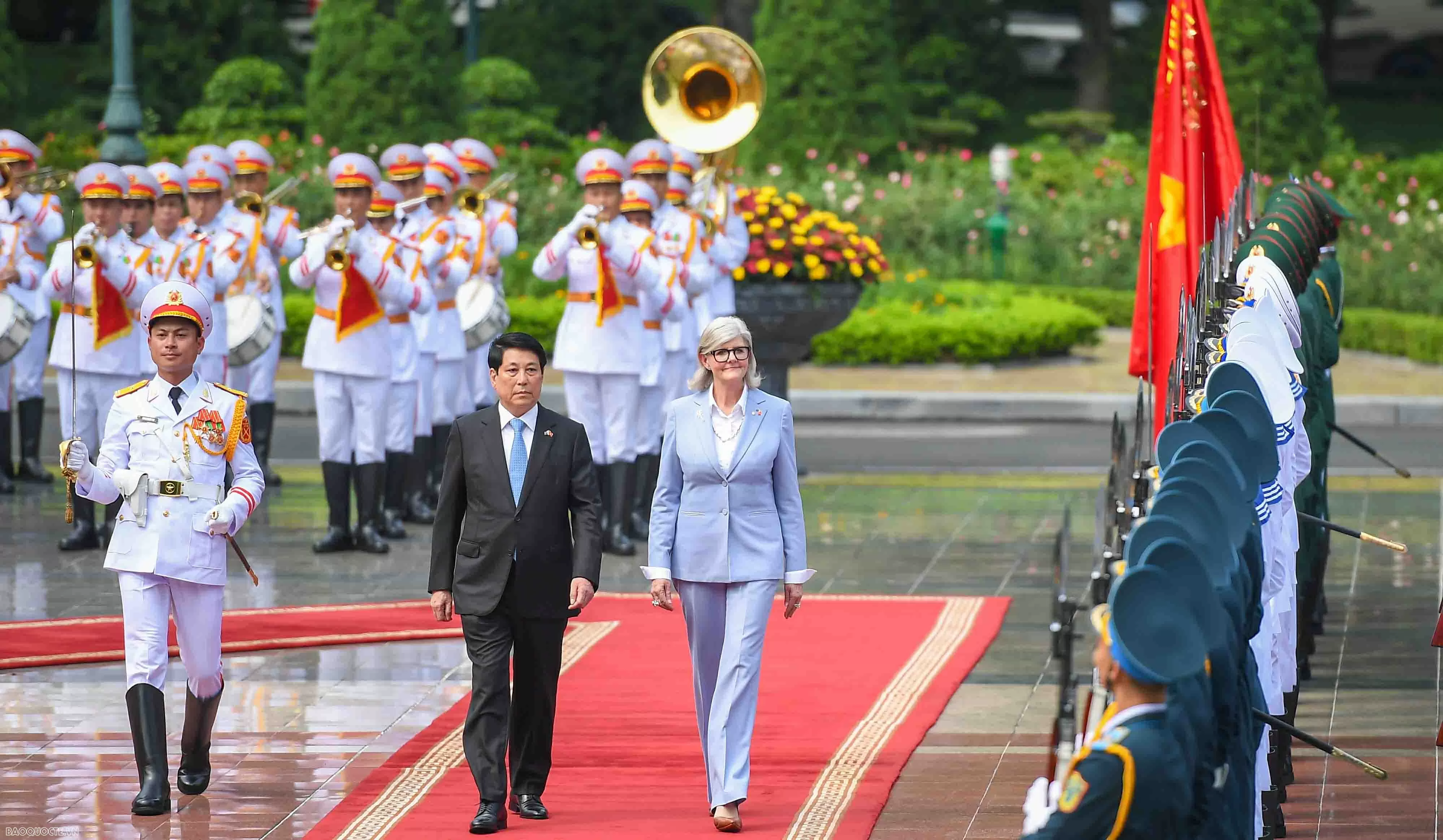 President Luong Cuong hosts welcome ceremony for Australian Governor-General Sam Mostyn