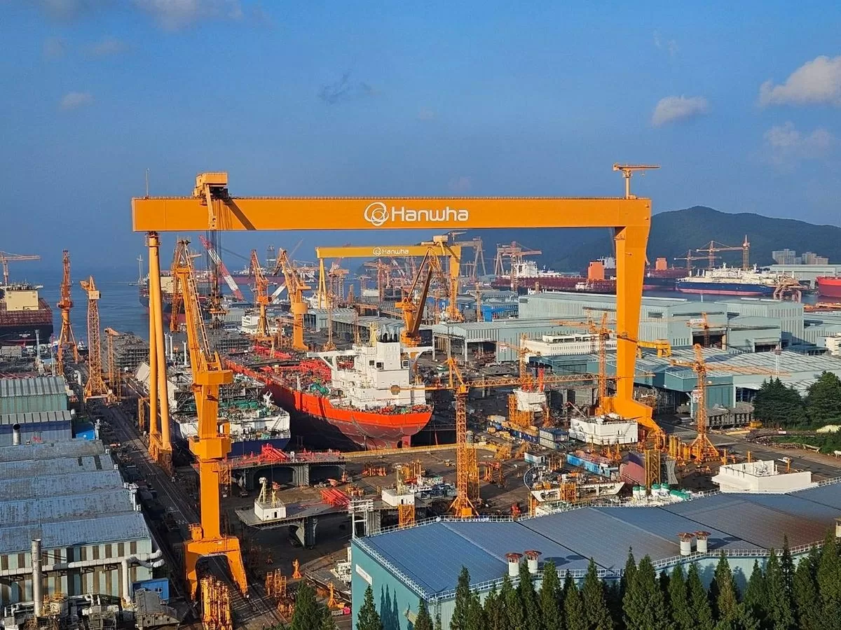Hanwha Ocean's shipyard in Geoje, South Gyeongsang Province / Korea Times photo by Kim Hyeong-joon Hanwha Ocean's shipyard in Geoje, South Gyeongsang Province / Korea Times photo by Kim Hyeong-joon