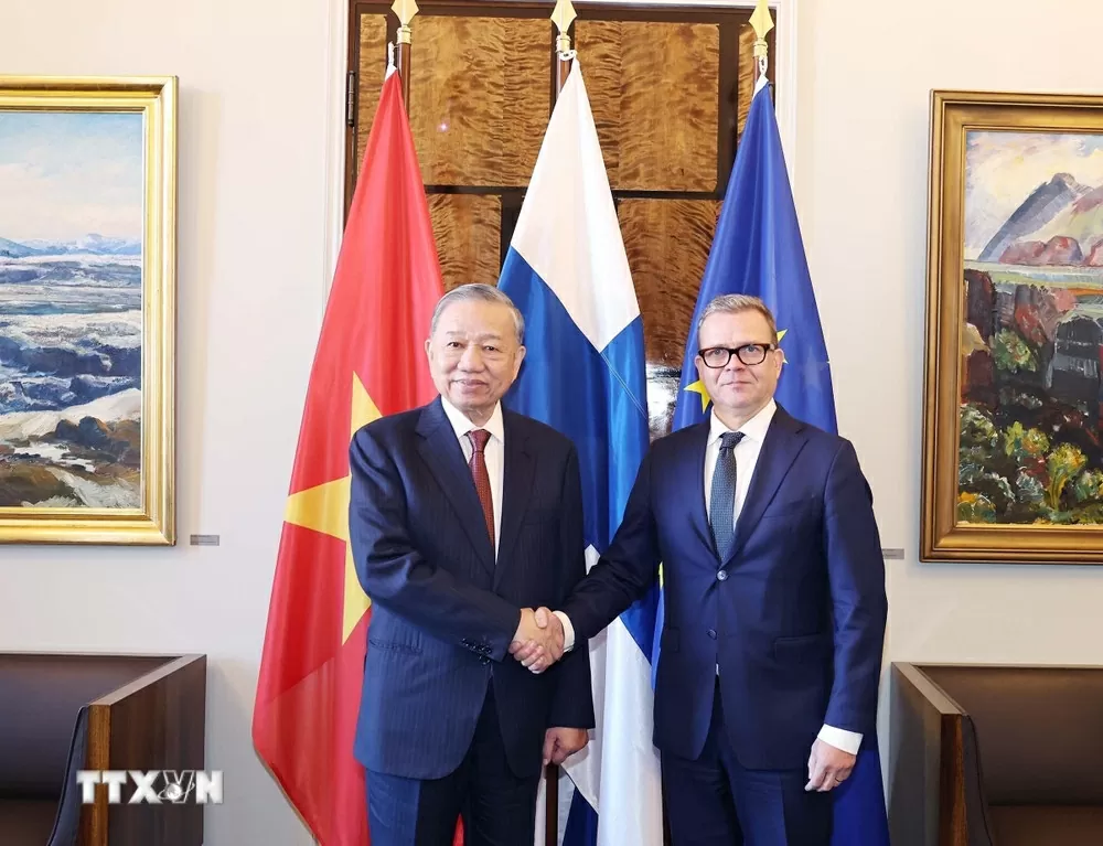 General Secretary To Lam meets with Finnish Prime Minister Petteri Orpo