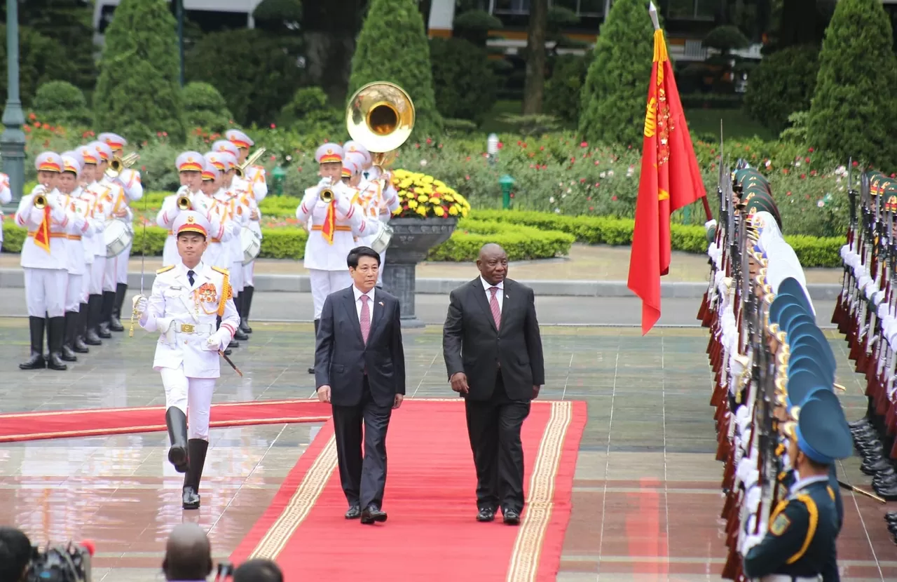 Welcome ceremony held for South African President Matamela Cyril Ramaphosa in Hanoi