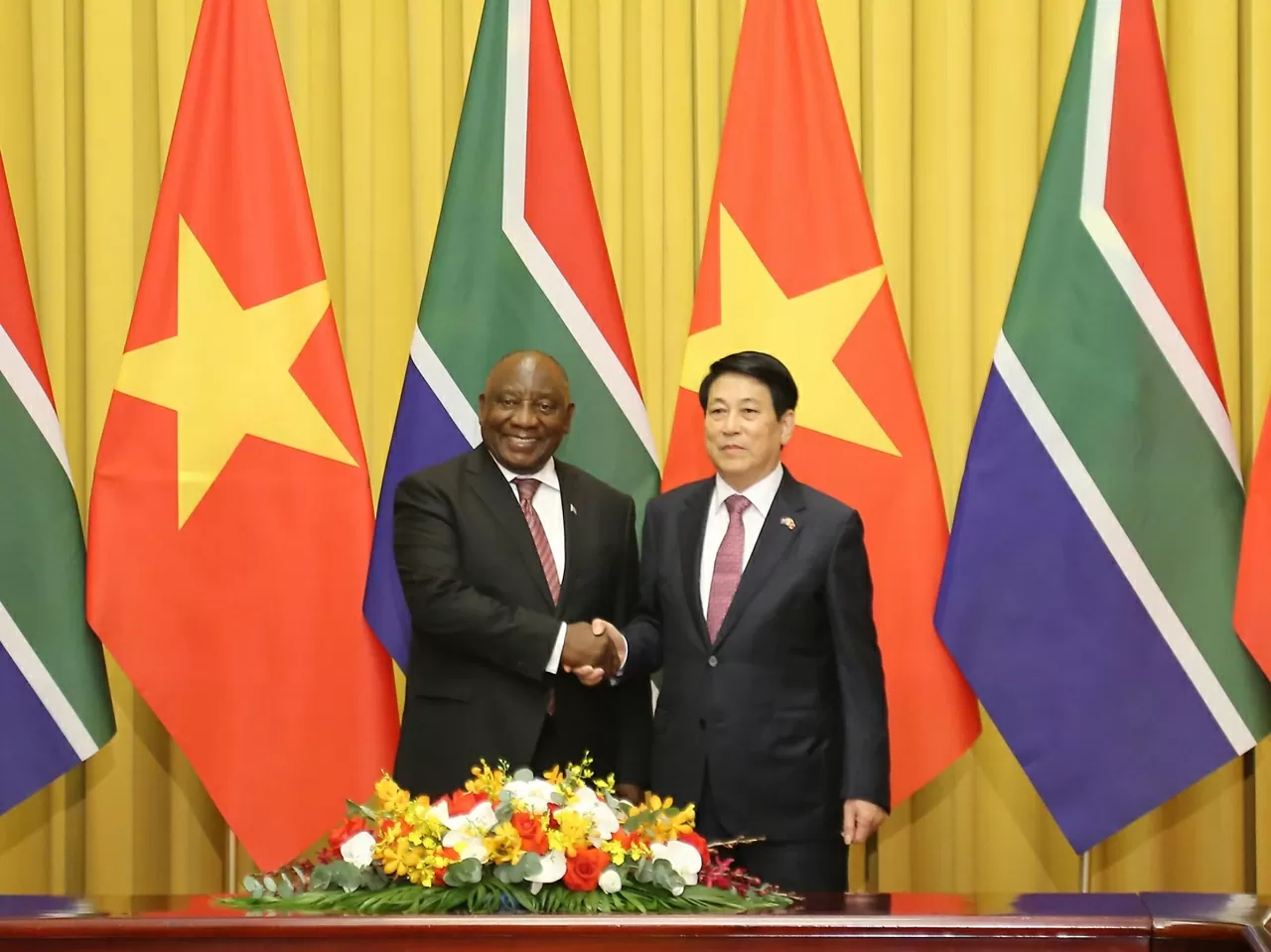 Welcome ceremony held for South African President Matamela Cyril Ramaphosa in Hanoi