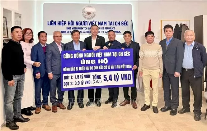 Vietnamese community in Czech donates 5.4 billion VND to support compatriots affected by typhoons