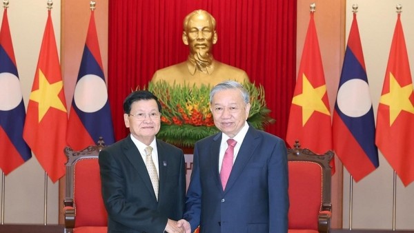 General Secretary To Lam welcomes General Secretary and President of Laos Thongloun Sisoulith