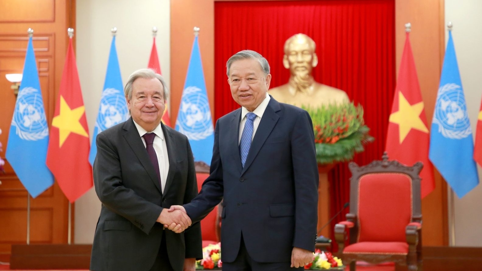 Party chief To Lam welcomes UN Secretary-General, highlights the remarkable success story of Vietnam–UN relationship