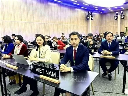 The Vietnamese delegation at the 43rd session of the UNESCO General Conference held in Samarkand, Uzbekistan. (Photo: VNA)