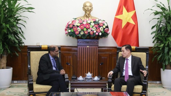 Foreign Minister Le Hoai Trung receives outgoing Singapore Ambassador Jaya Ratnam