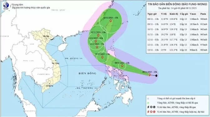 Typhoon Fung-Wong forecast to move unusually, unlikely to affect Vietnam
