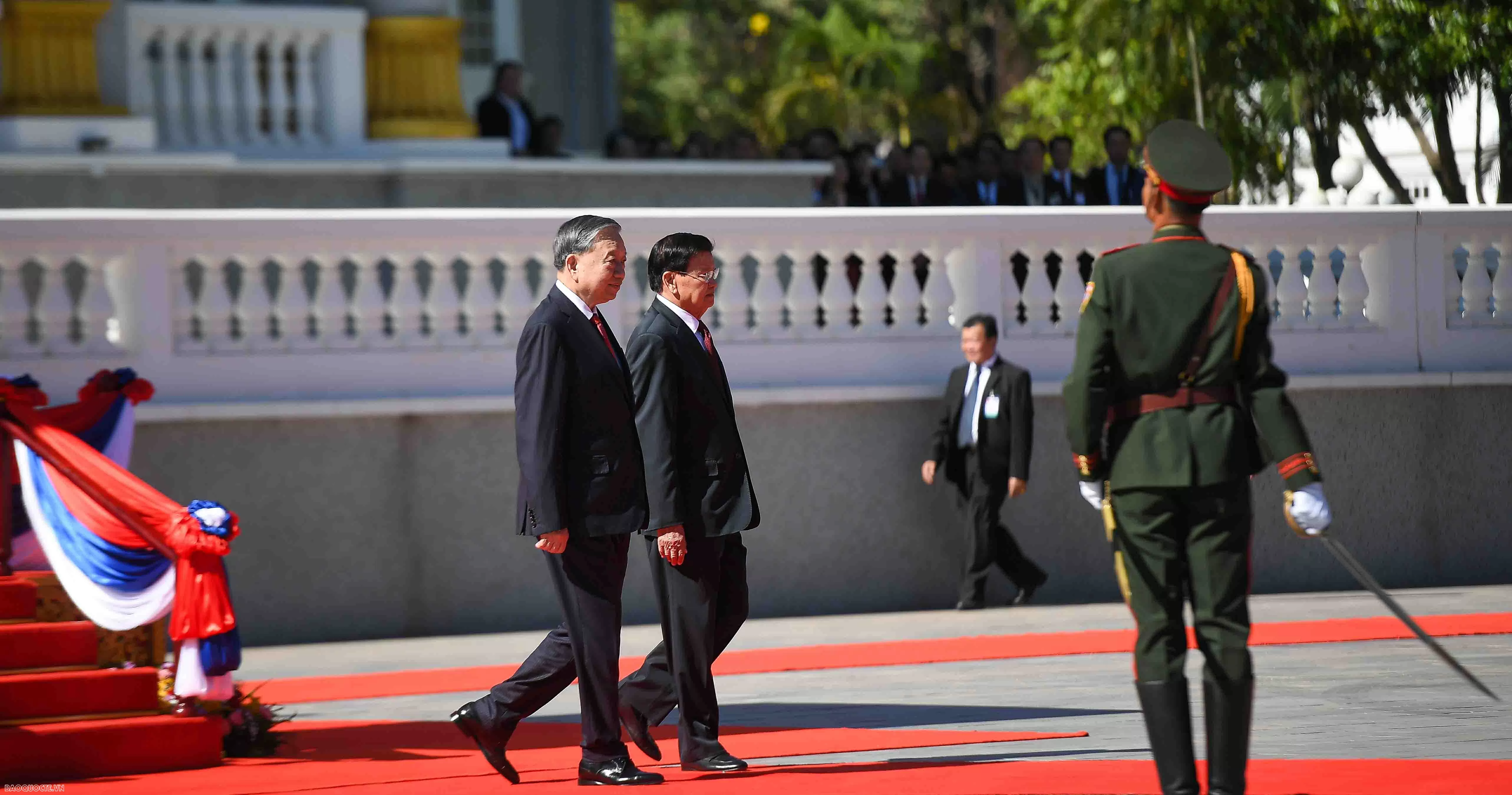 Welcome ceremony held for General Secretary To Lam and Spouse in Laos