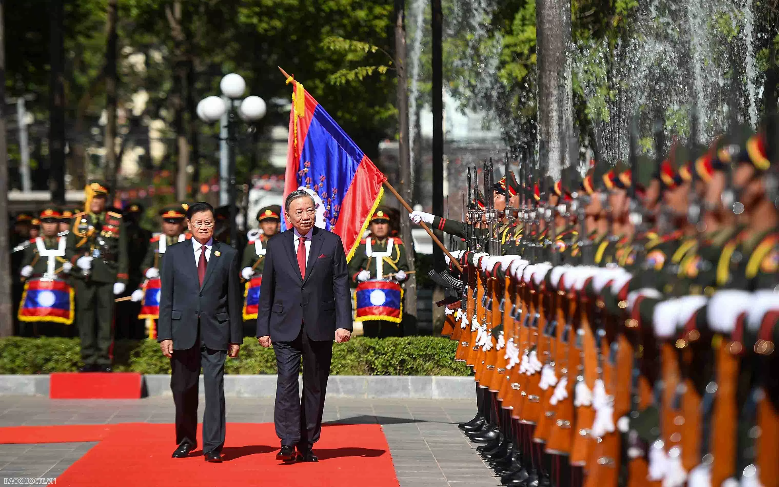 Welcome ceremony held for General Secretary To Lam and Spouse in Laos
