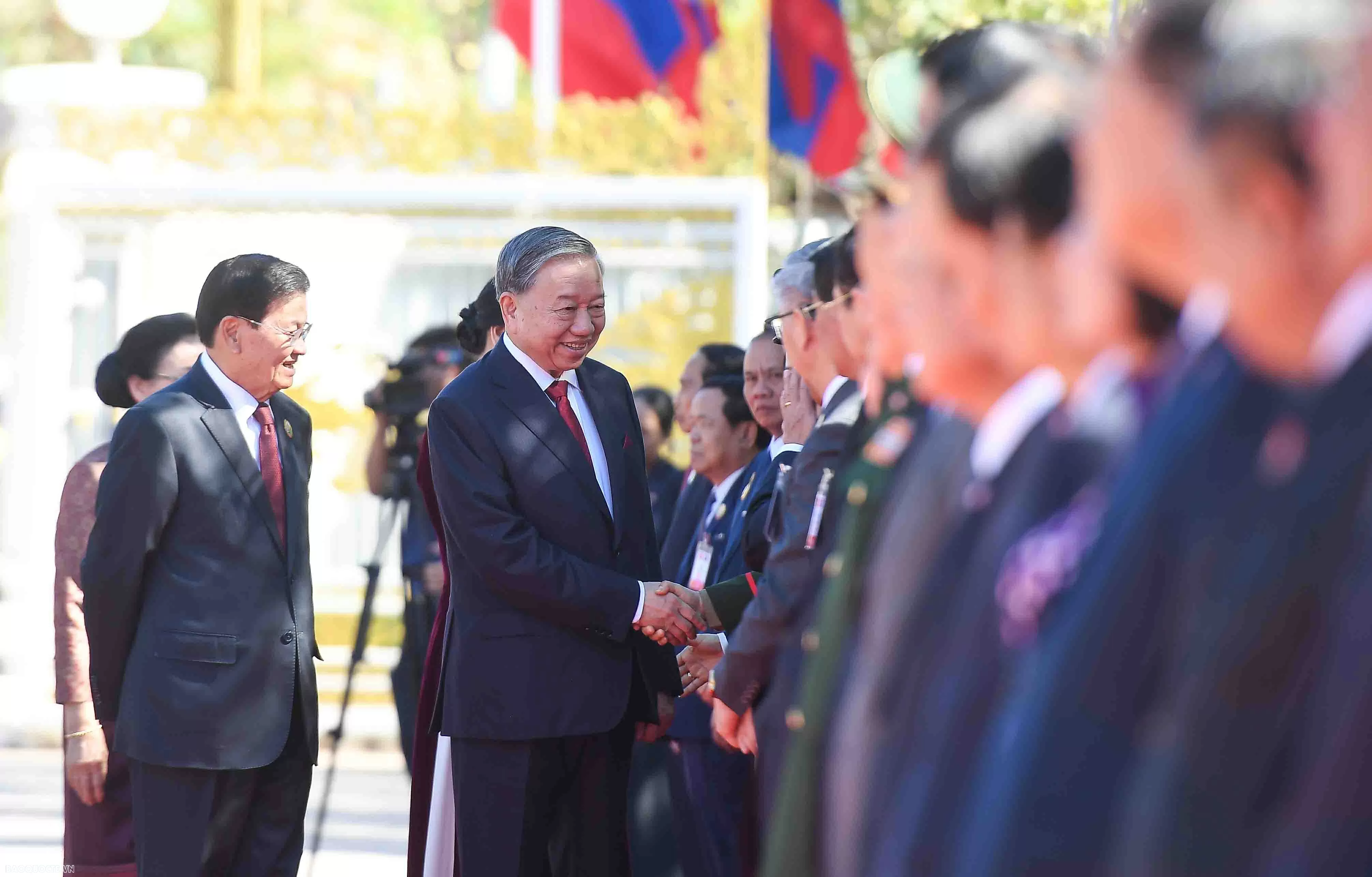 Welcome ceremony held for General Secretary To Lam and Spouse in Laos