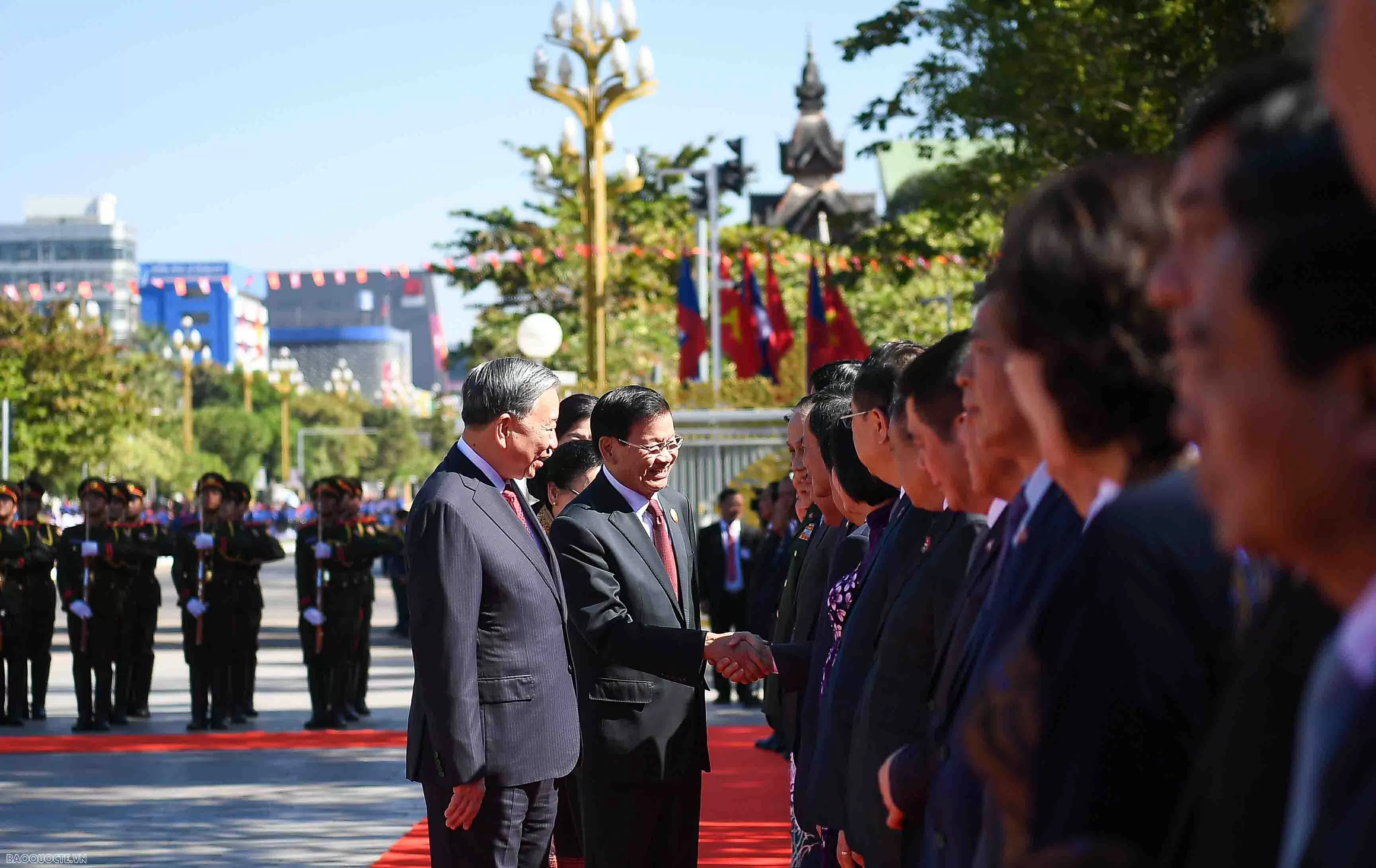 Welcome ceremony held for General Secretary To Lam and Spouse in Laos
