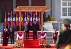 Welcome ceremony held for General Secretary To Lam and Spouse in Laos