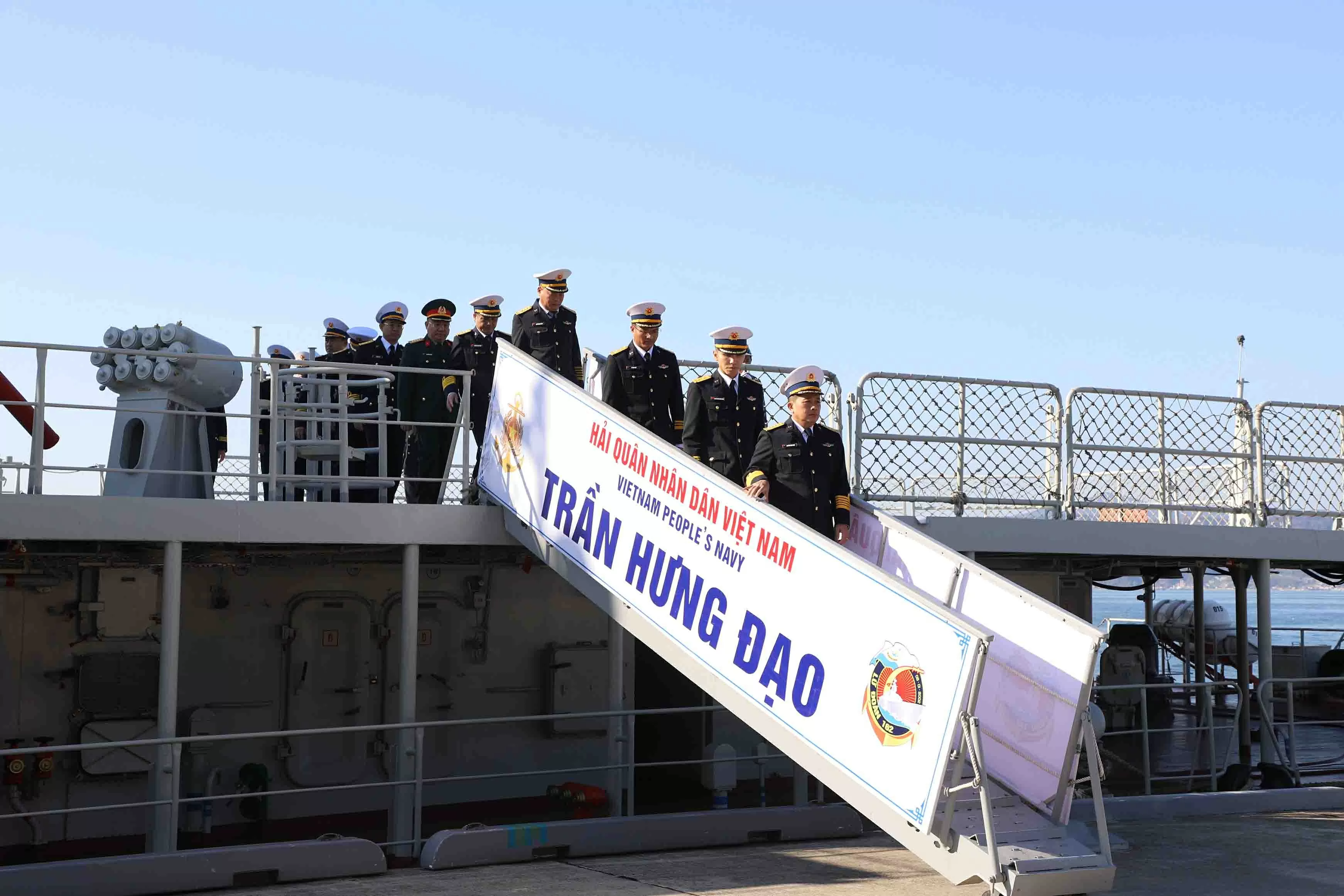 Vessel 015-Tran Hung Dao docks at Kure Port, beginning courtesy visit to Japan