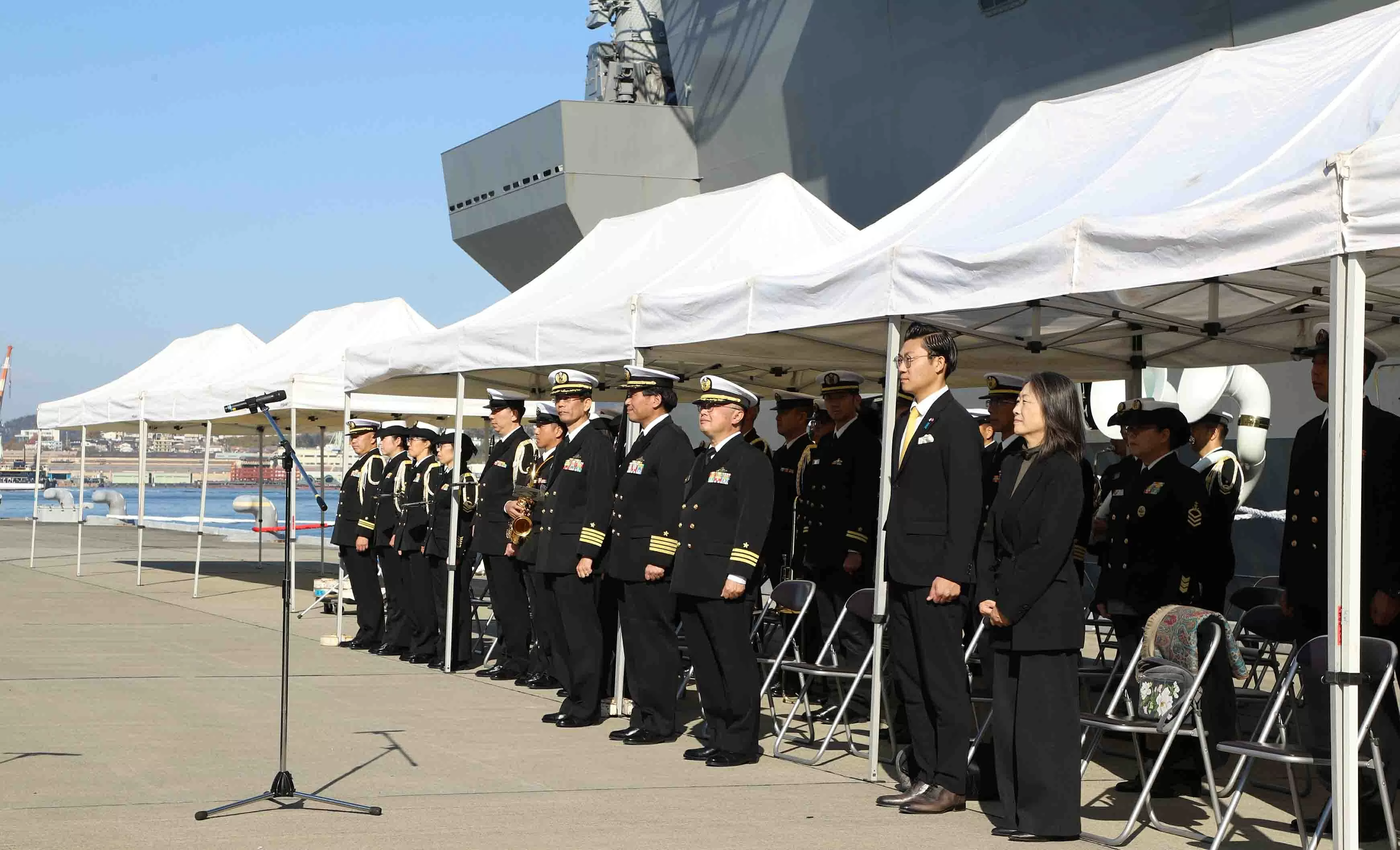 Vessel 015-Tran Hung Dao docks at Kure Port, beginning courtesy visit to Japan