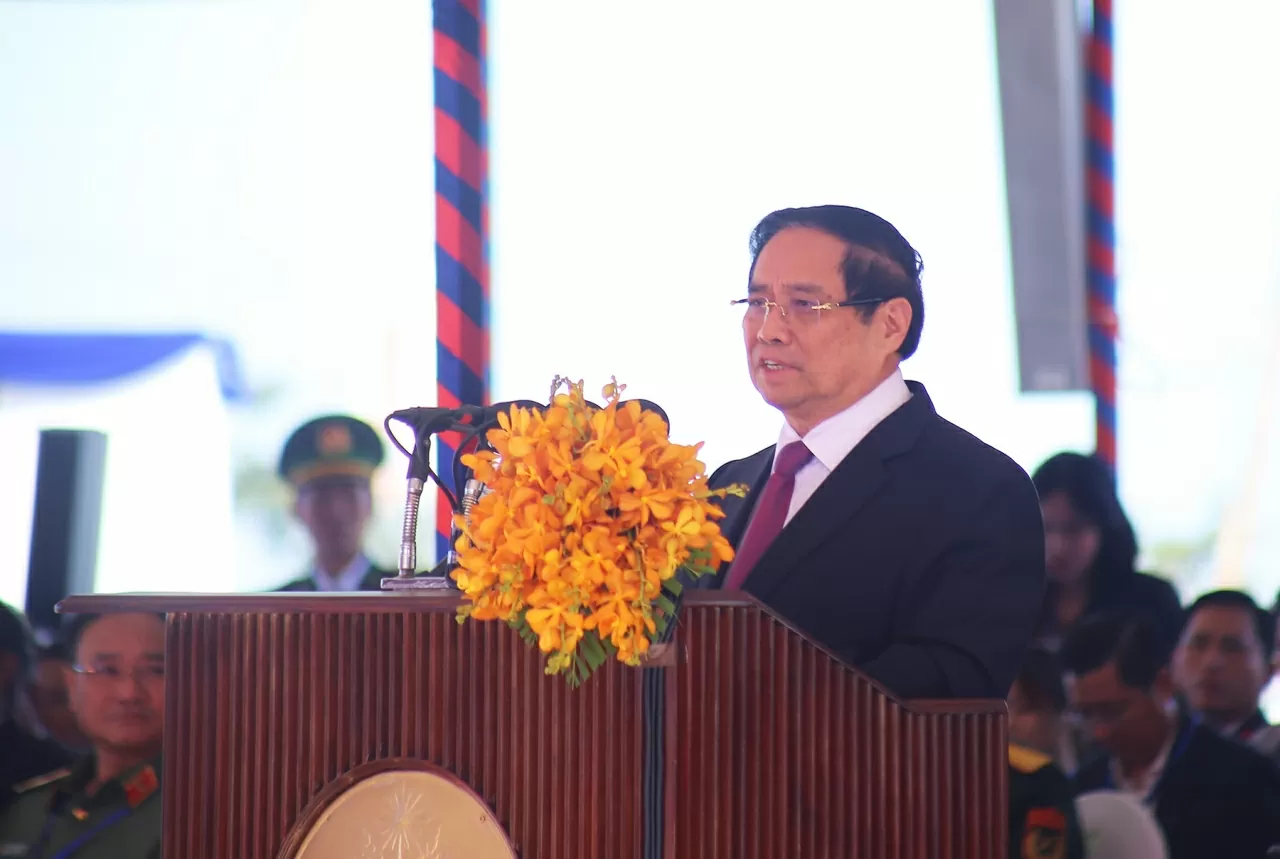Prime Minister Pham Minh Chinh and Prime Minister Hun Manet inaugurate Tan Nam - Meun Chey International Border Gate Pair