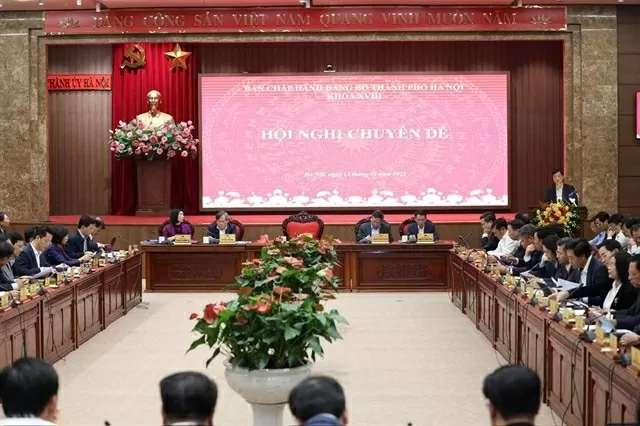 A view of the thematic conference of the Hanoi Party Committee on December 13. (Photo: VNA) A view of the thematic conference of the Hanoi Party Committee on December 13. (Photo: VNA)