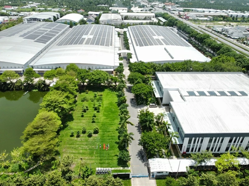 Solar panels installed at one of PUMA’s Vietnam suppliers. Solar panels installed at one of PUMA’s Vietnam suppliers.