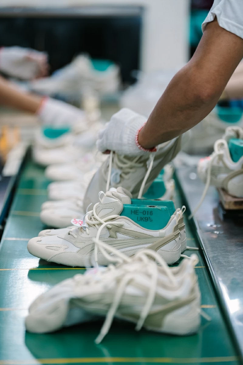 PUMA sneakers are manufactured at a factory
