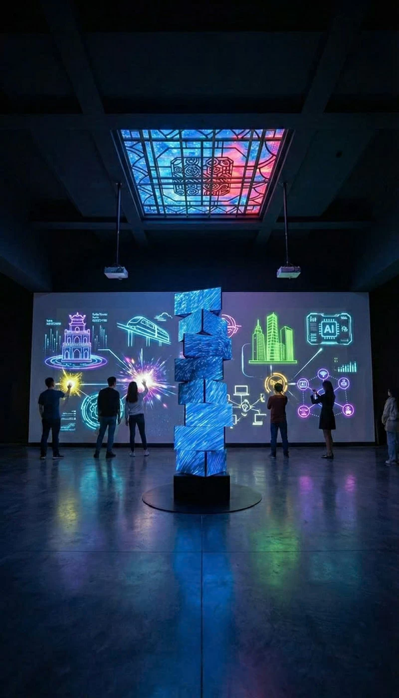 The digital exhibition space 'Radiant Hanoi - Light and Heritage'